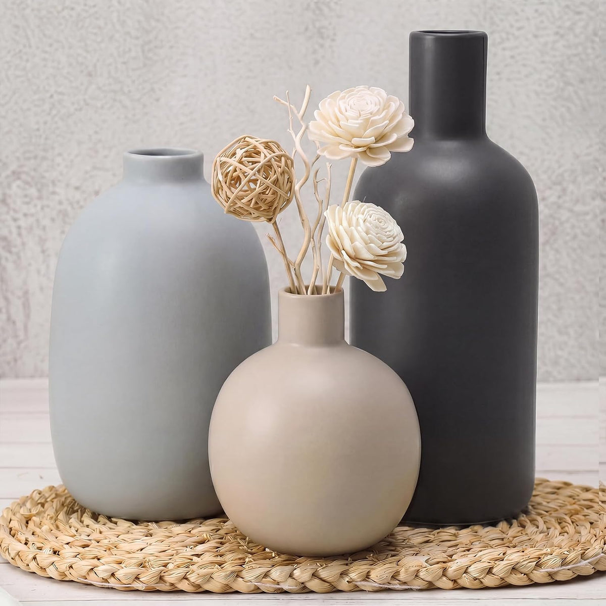 Neutral Ceramic Vase Set