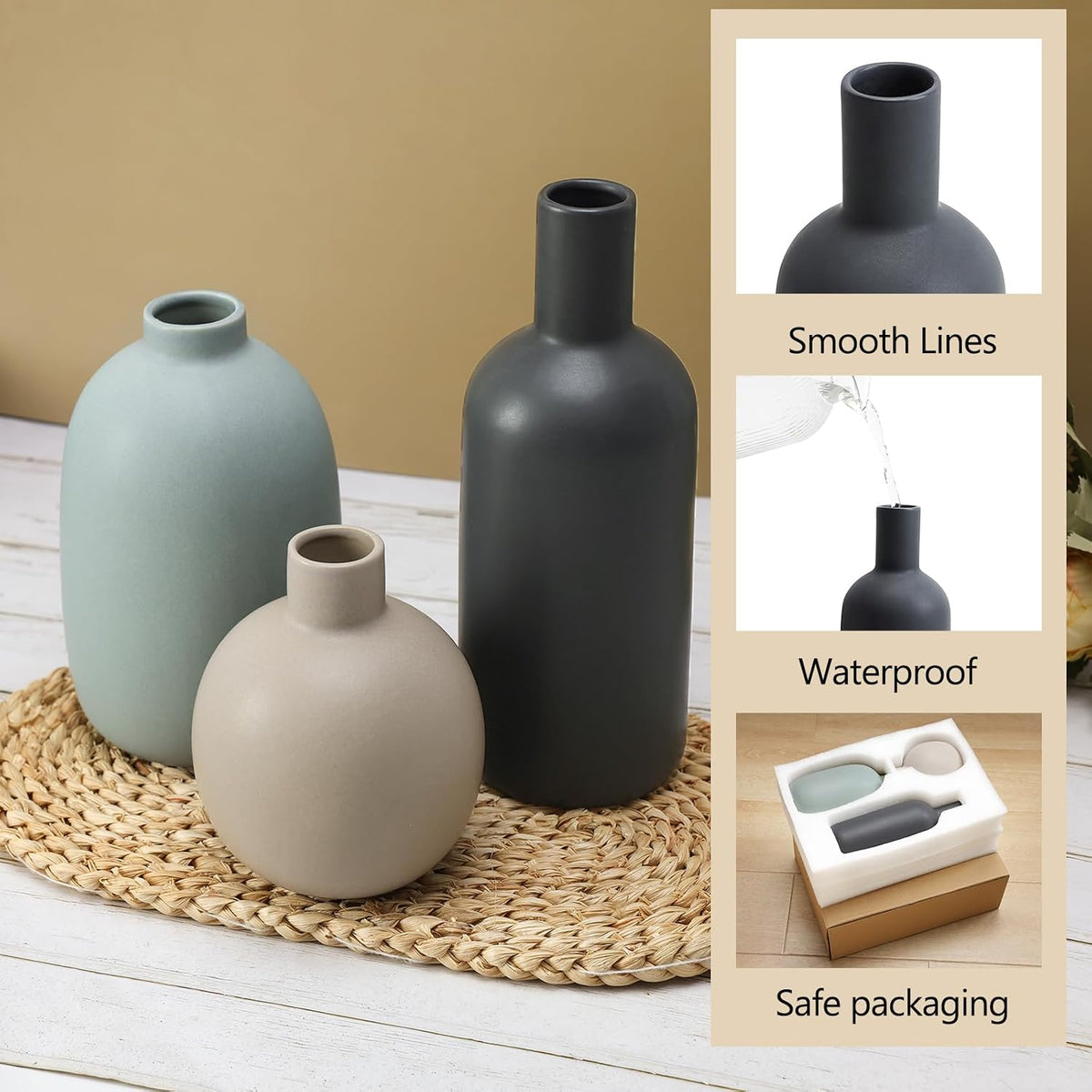 Neutral Ceramic Vase Set