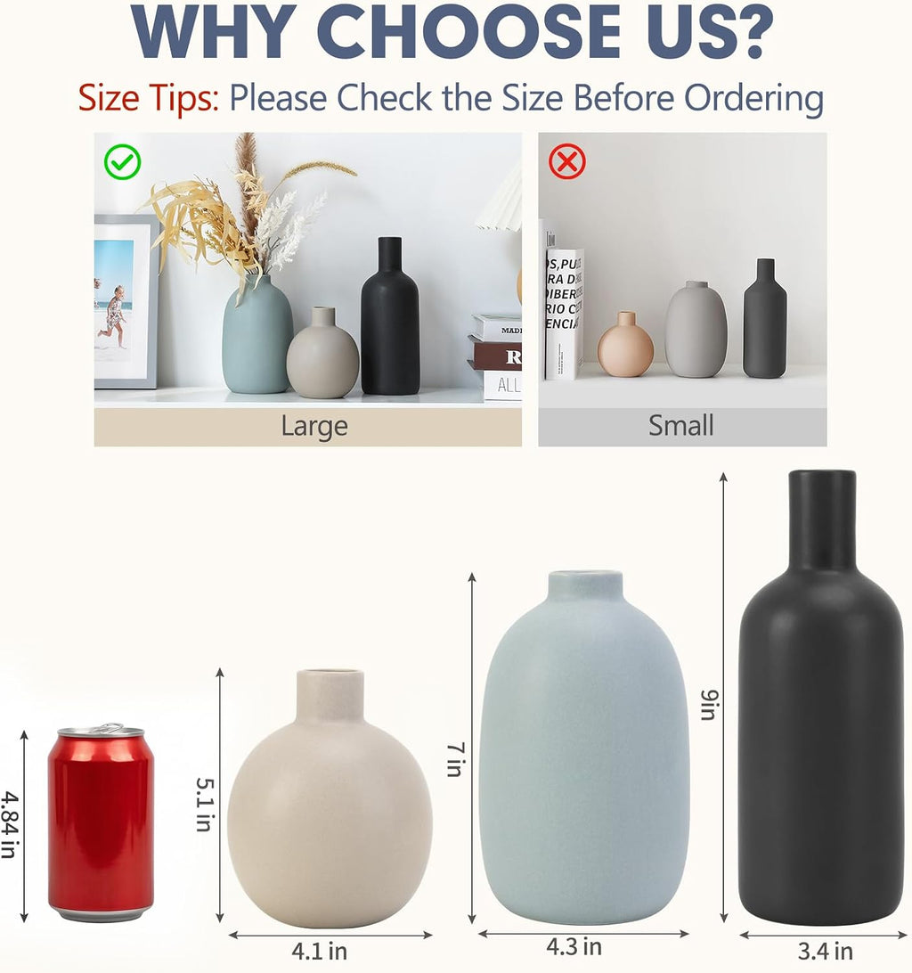 Neutral Ceramic Vase Set